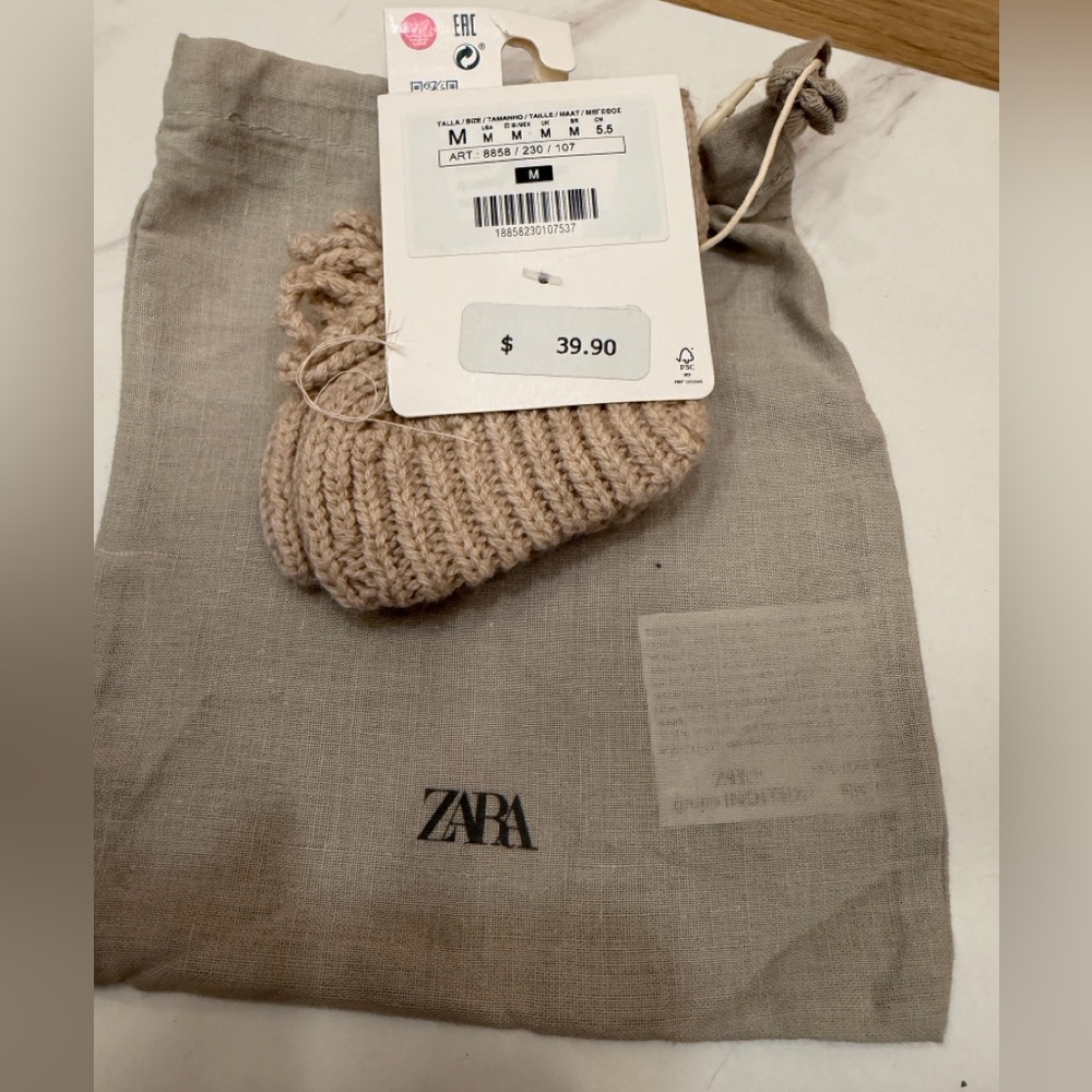 Neutral Baby Zara Light Beige Knit Booties